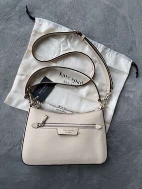 kate spade Pebble Leather Cream Crossbody Bag with Adjustable Strap